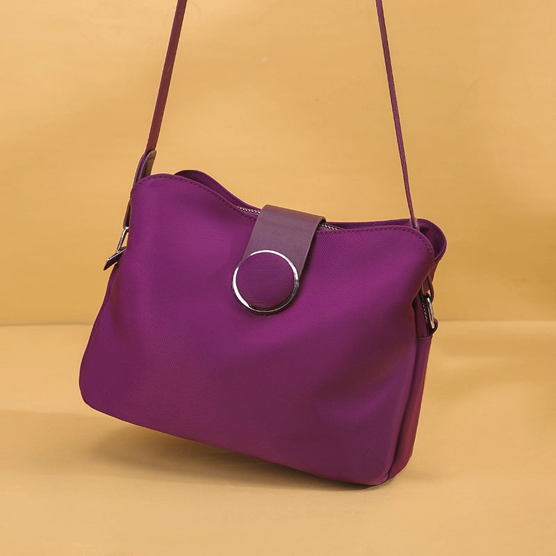 Women's Small Nylon Oxford Cloth Solid Color Basic Square Zipper Crossbody Bag