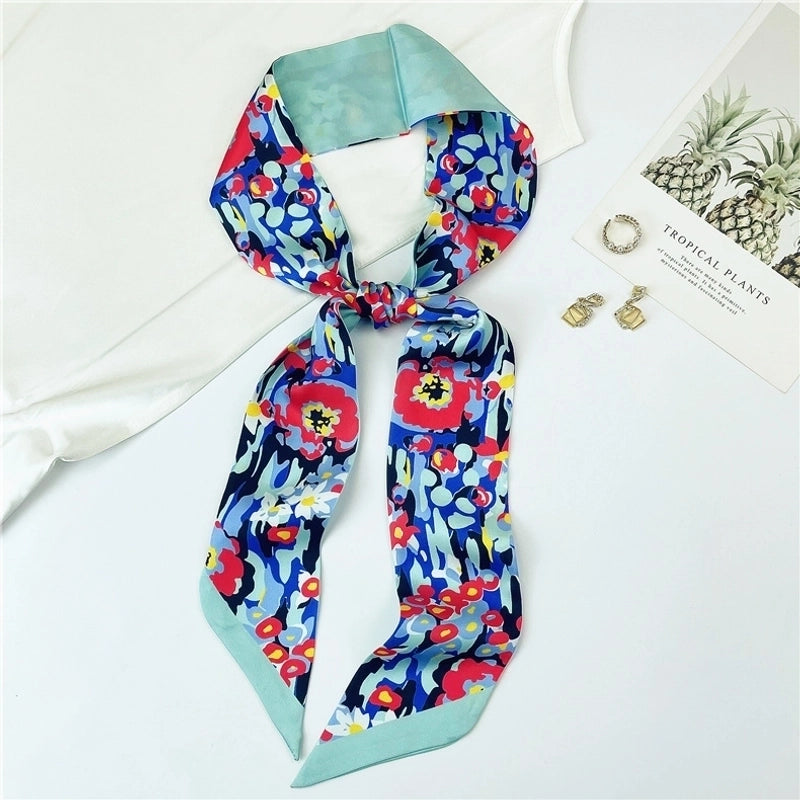 Women's Sweet Flower Satin Silk Scarves