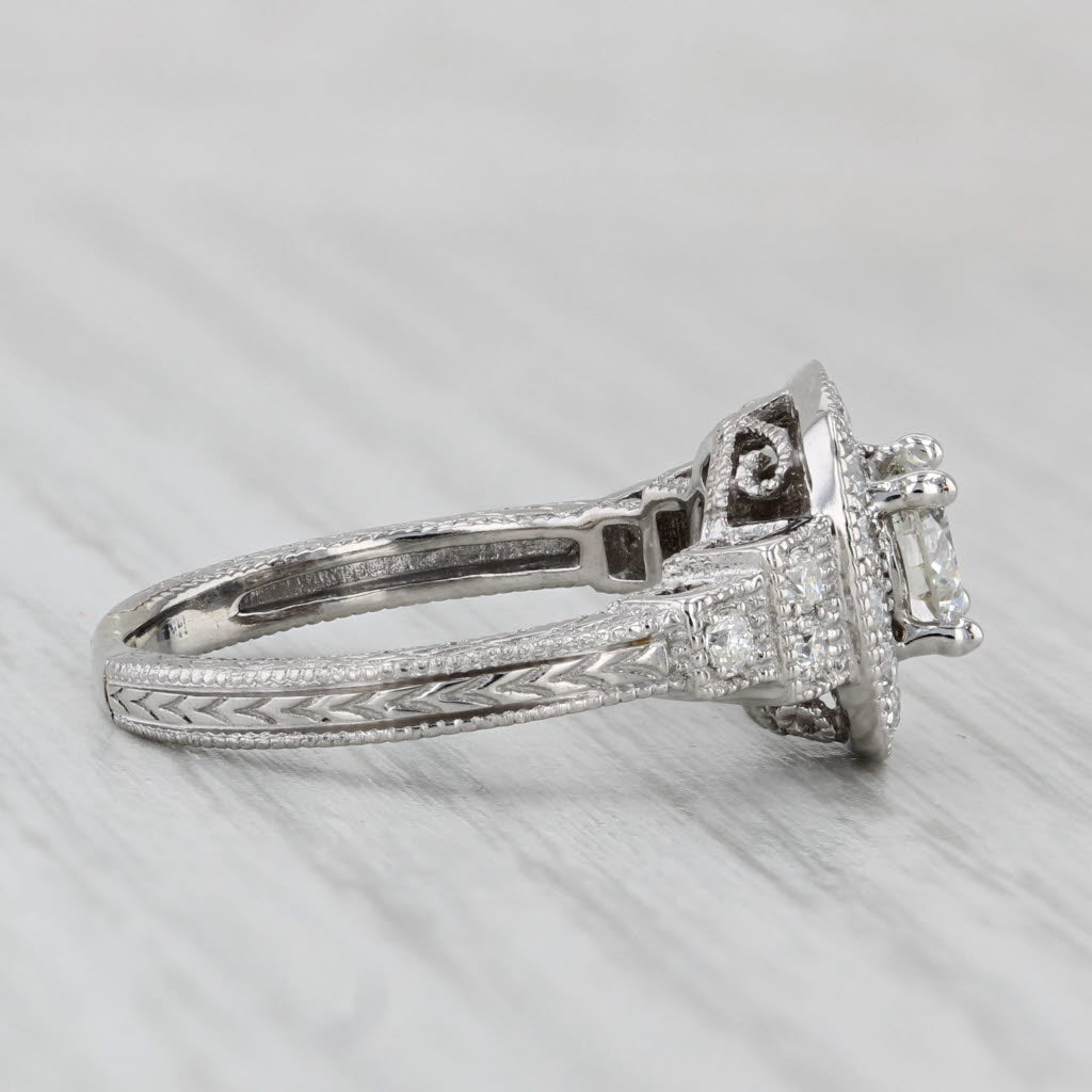 1.04ctw Round Diamond Halo Ring 14k White Gold Size 5.75