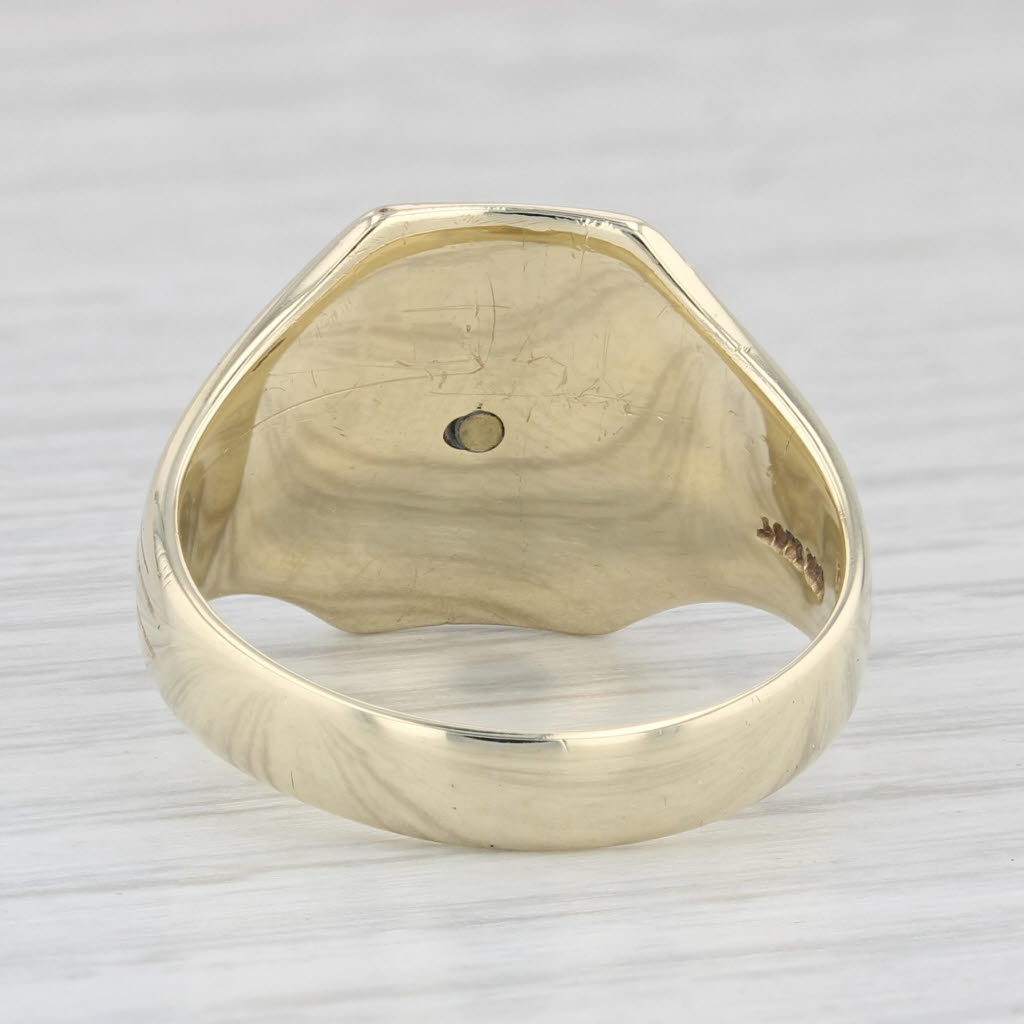Vintage Masonic Signet Ring 10k Yellow Gold Blue Lodge Square Compass Size 9.75