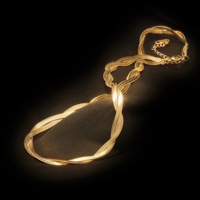 304 Stainless Steel 18K Gold Plated Retro Plating Solid Color Bracelets Necklace