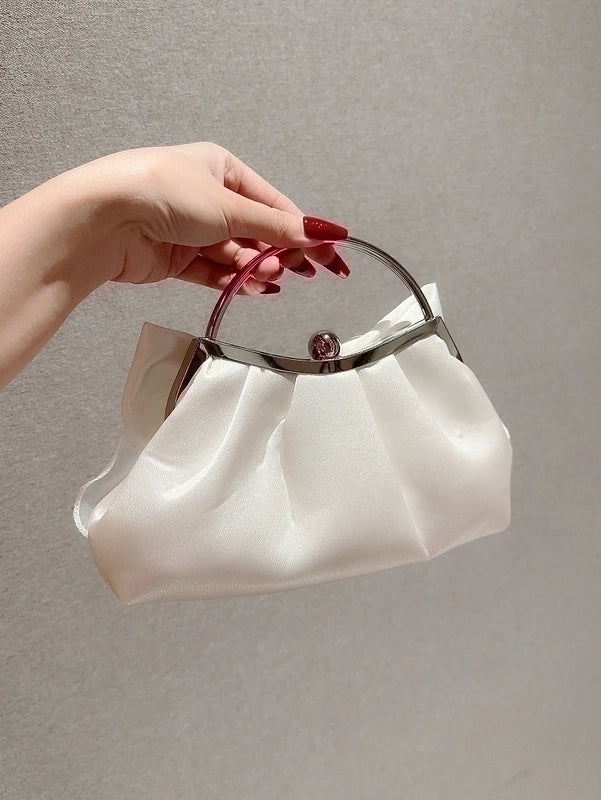 Women's Satin Bow Knot Elegant Vintage Style Flowers Oval Buckle Handbag Evening Bag