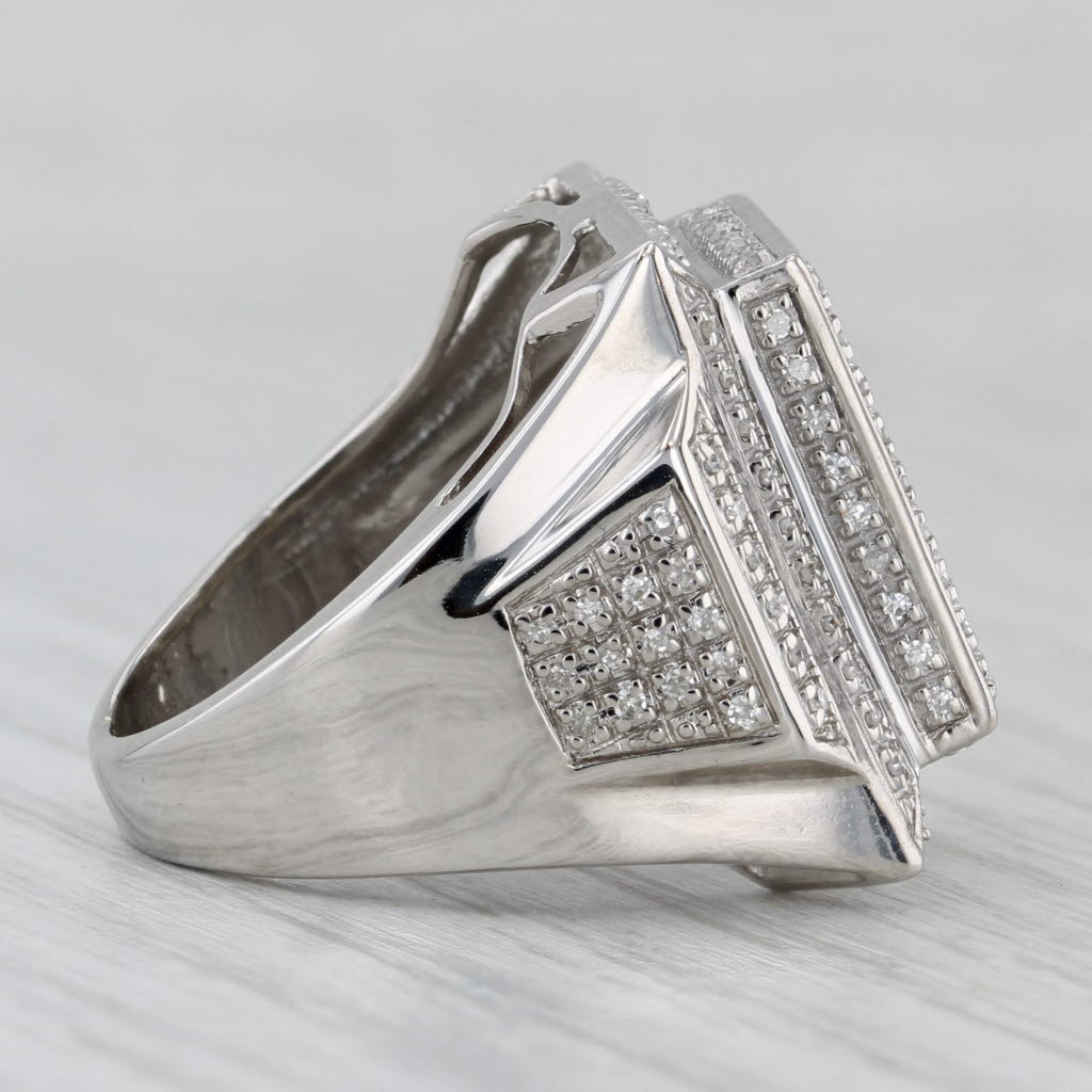 0.50ctw Pave Diamond Halo Ring 10k White Gold Size 7.5