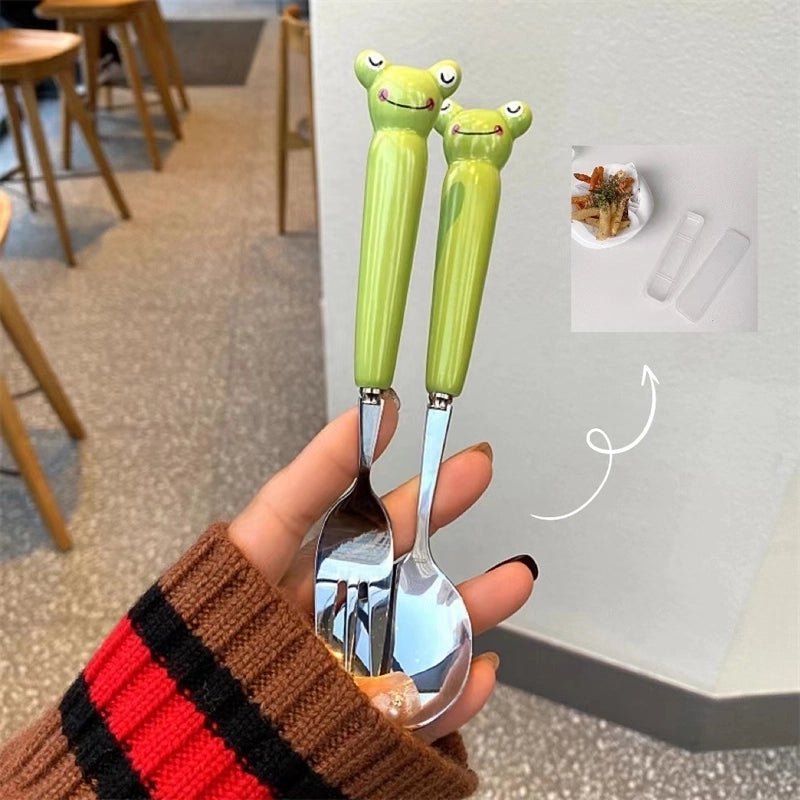 Cartoon Cute Frog Crocodile 430 Stainless Steel Ceramics Tableware