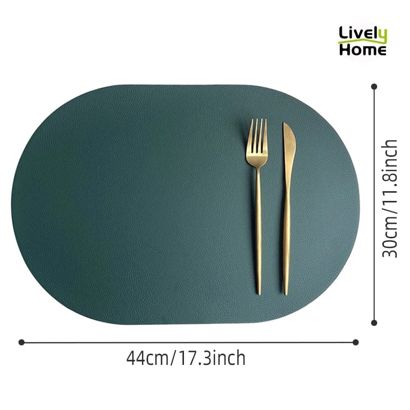 2PCs Oval Shape Leather Placemat