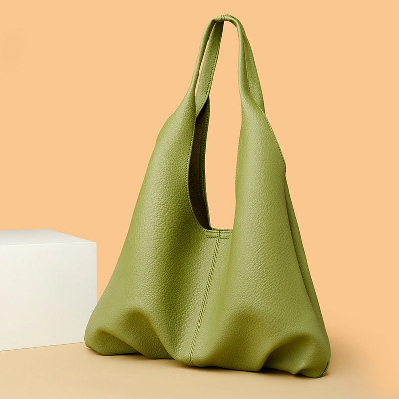 Women's Medium Pu Leather Solid Color Basic Classic Style Bucket Magnetic Buckle Shoulder Bag