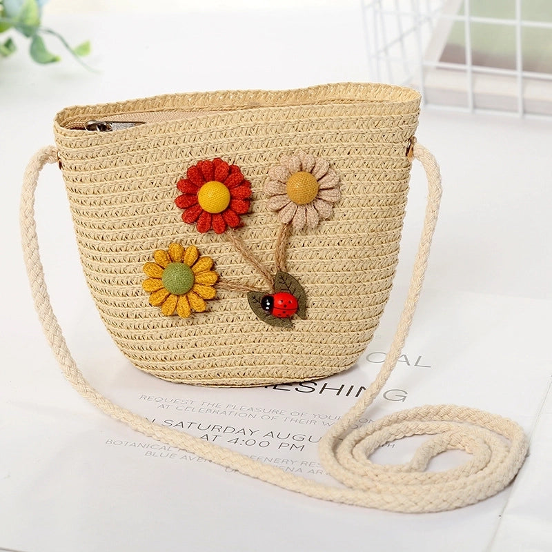 Girl's Cartoon Style Cute Flower Straw Hat