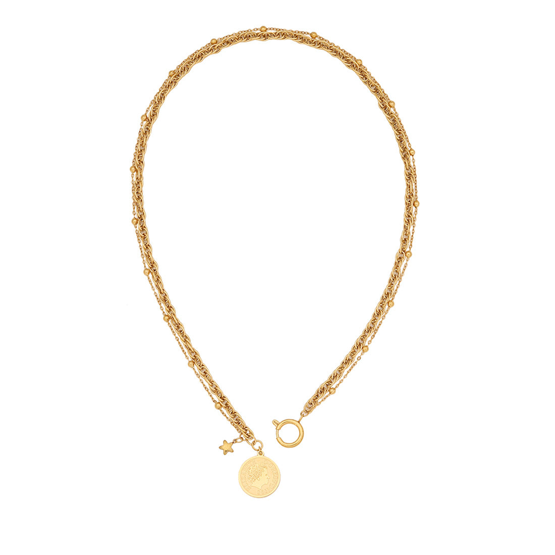 Personalized Coin Pendant Stainless Steel Clavicle Chain N1474