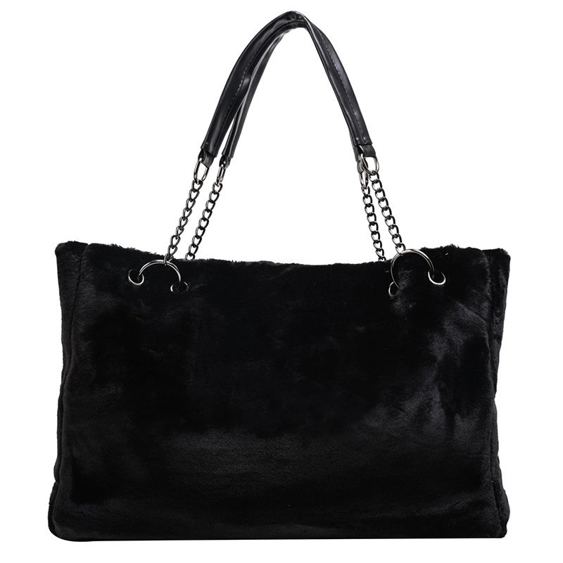 Autumn New Plush Women's Bag Handbag Fashion Plush Big Bag Women's Shoulder Bag Simple Bag