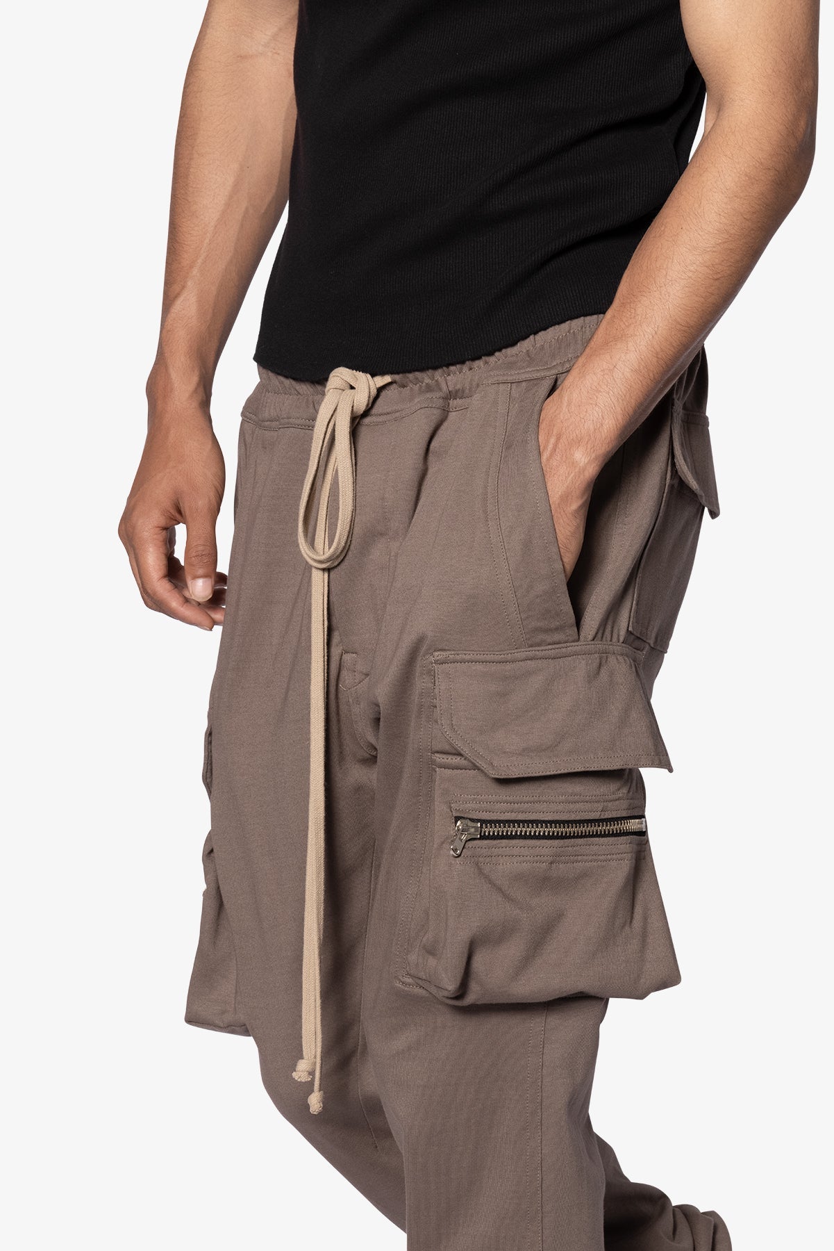 Jersey Cargo Pocket Sweatpants - Tan