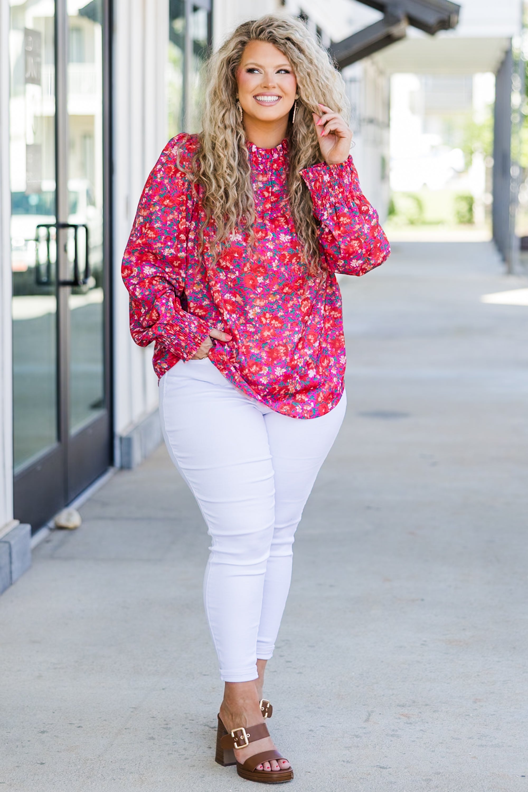 In The Warm Spring Air Top. Pink Floral