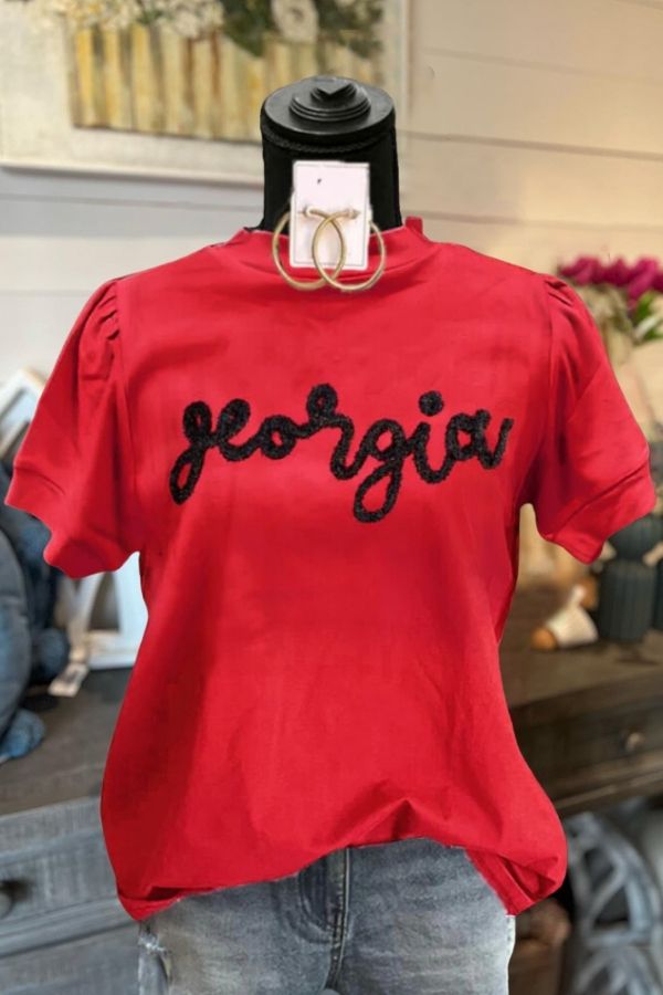 Georgia Thread Embroidered Cotton Tee