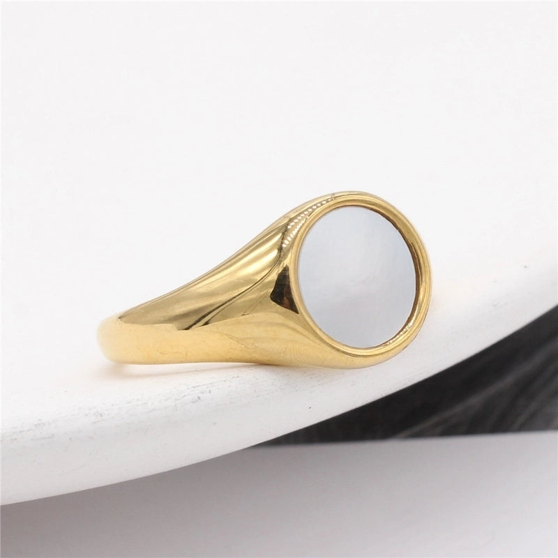 Minimalist Geometric 304 Stainless Steel Shell 18K Gold Plated Rings