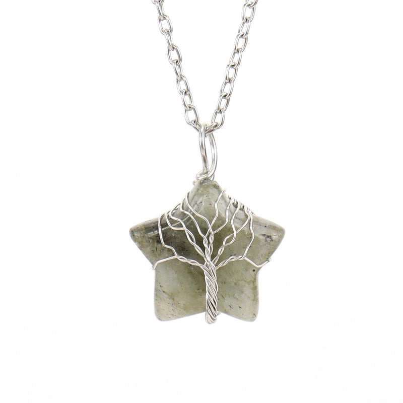 Minimalist Star Natural Stone Ferroalloy Patchwork Pendant Necklace
