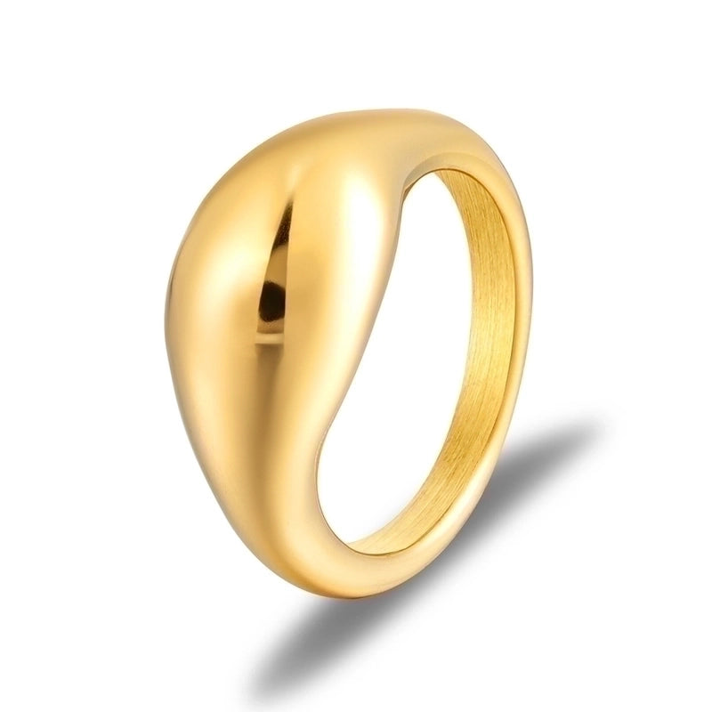 Fashion Solid Color 304 Stainless Steel Titanium Steel 18K Gold Plated Plating Rings