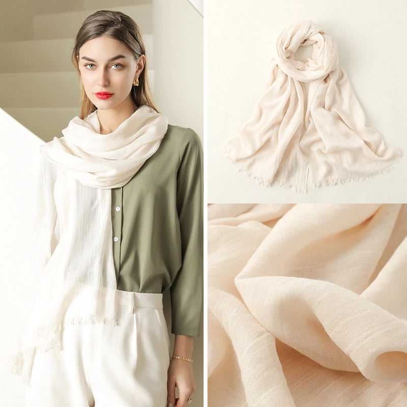 Women's Elegant Solid Color Cotton Silk Scarves