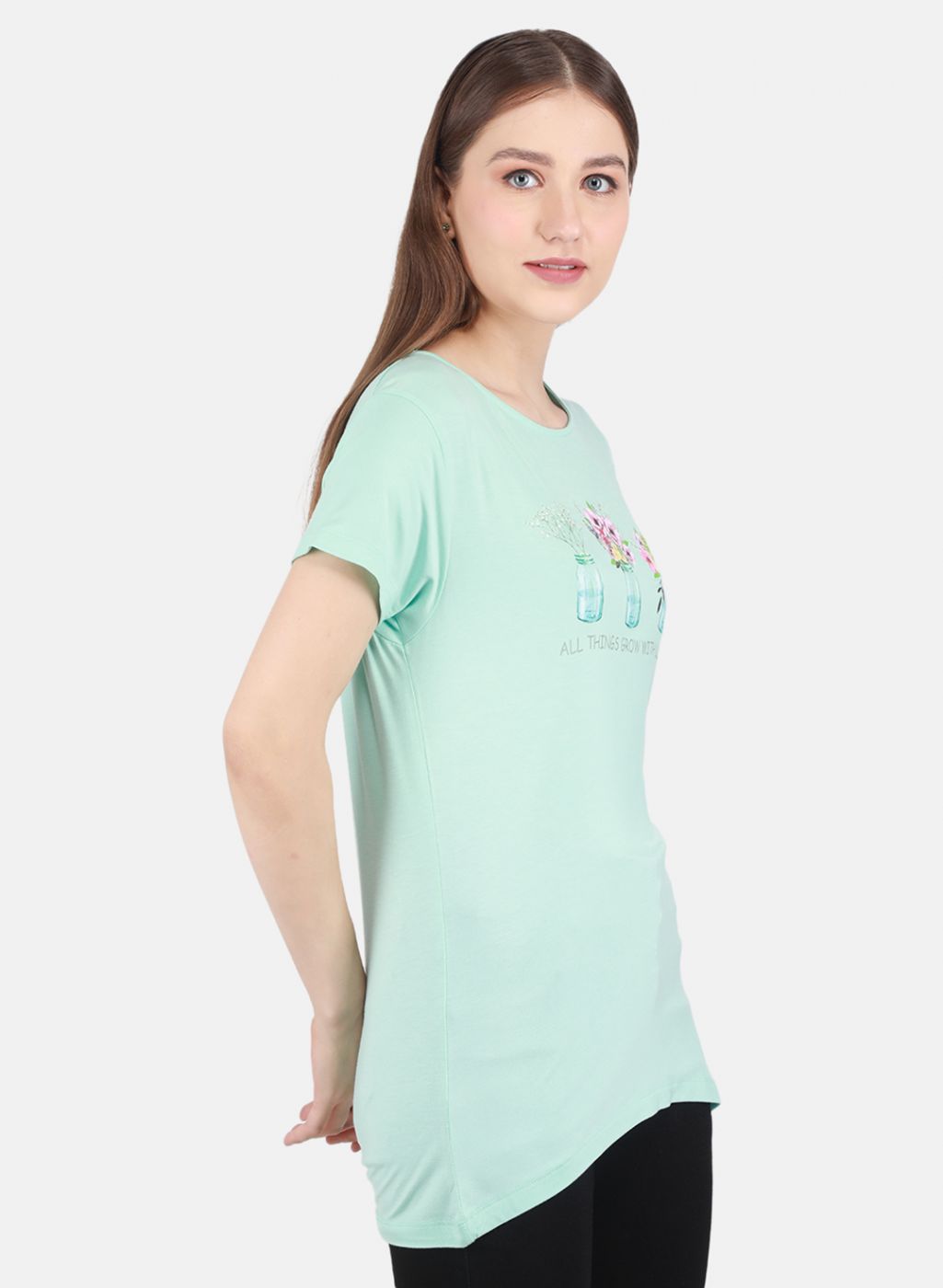 Women Aqua Blue Printed Top