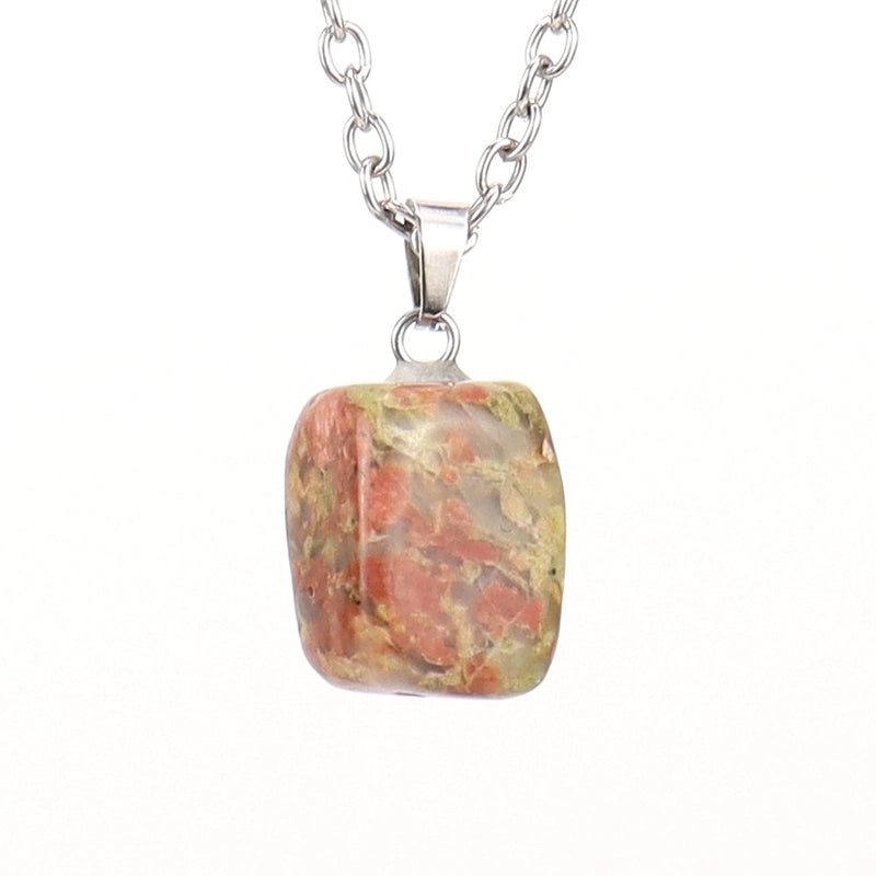 Minimalist Geometric Natural Stone Ferroalloy Knitting Pendant Necklace