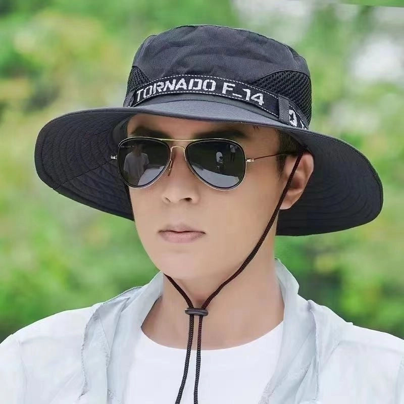 Men's Casual Minimalist Letter Printing Wide Eaves Sun Hat