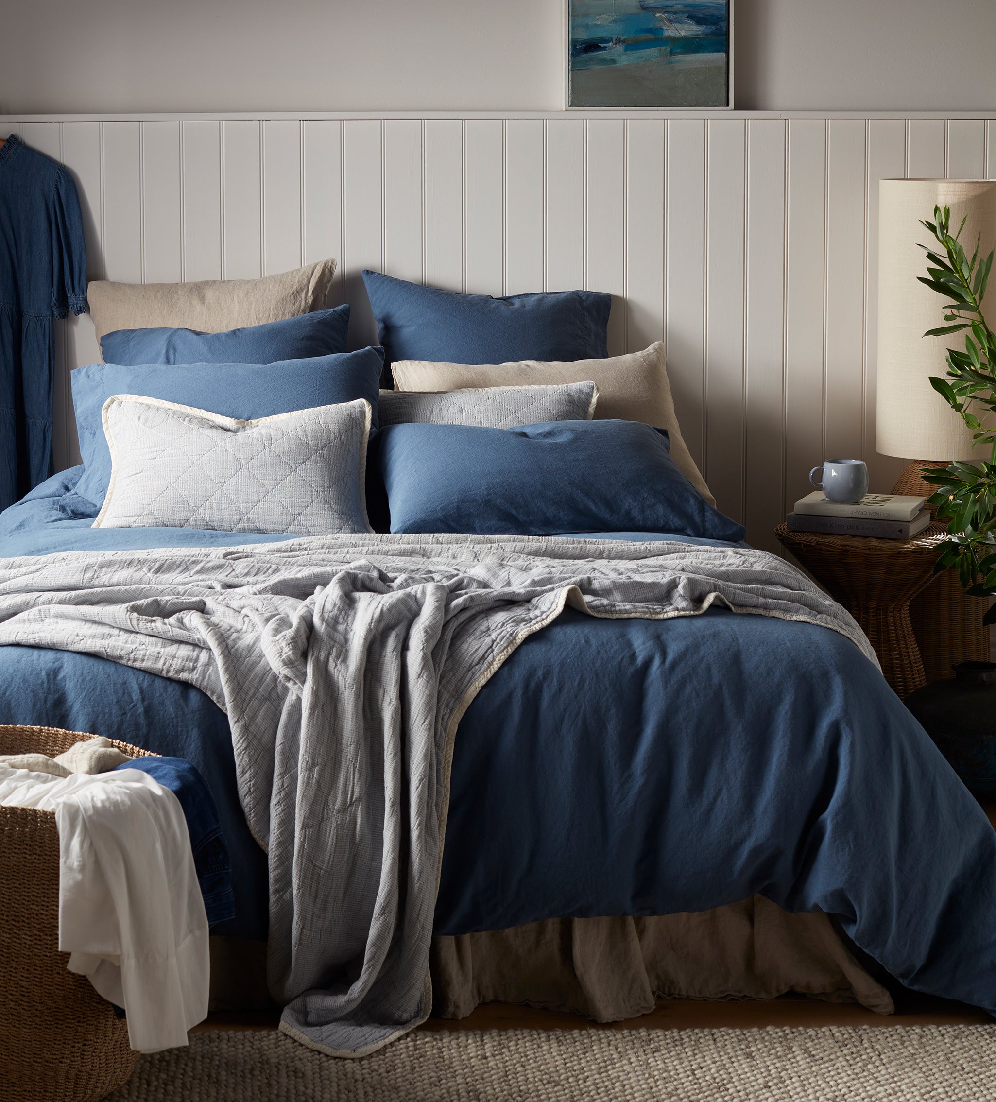 Blue Linen Blend Duvet Cover