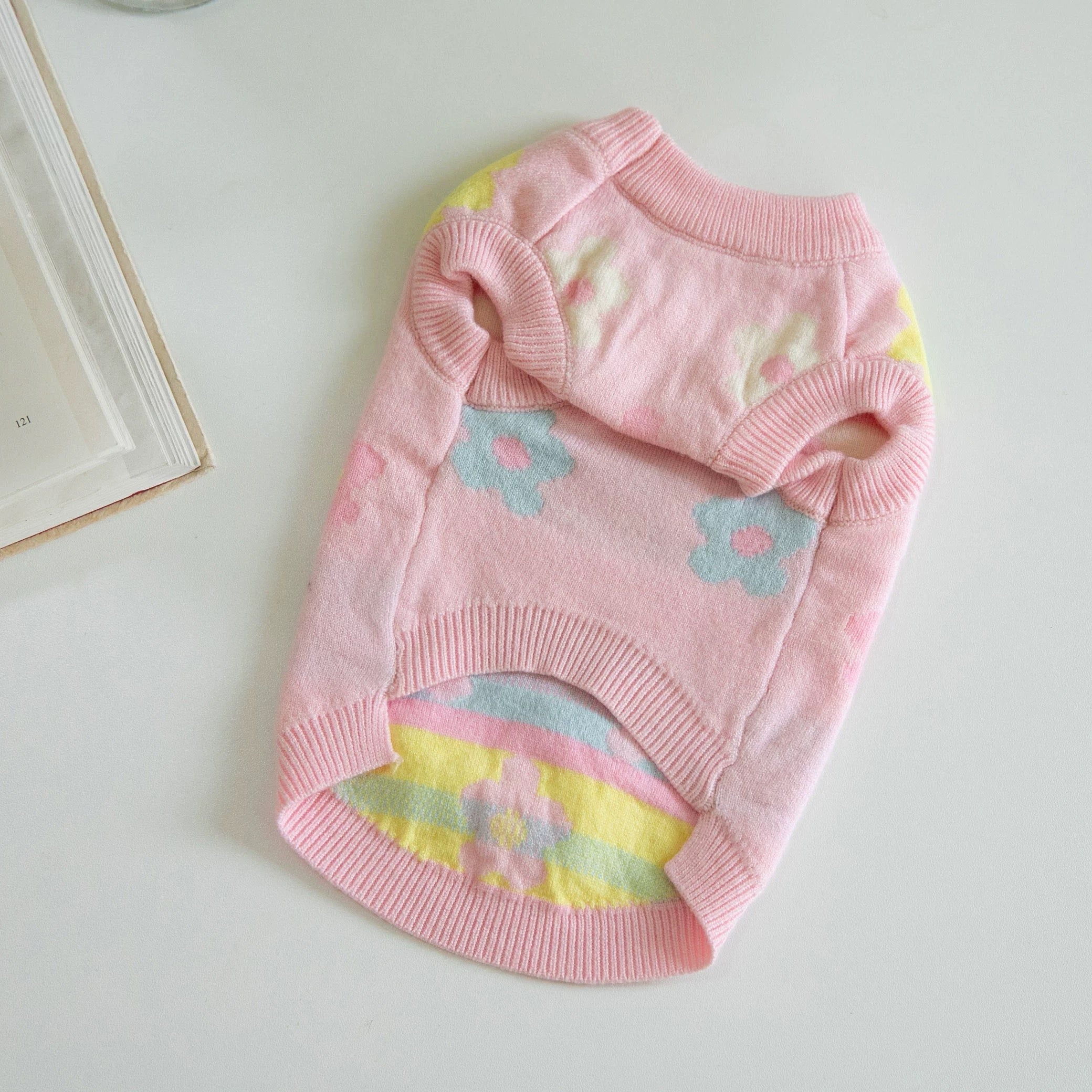 Colorful Flower Printed Dog Cat Sweater Vest