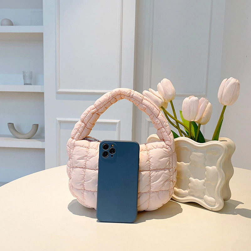 Autumn And Winter Mini Cloud Handbag Korean Style New Down Cotton-padded Underarm Bag Bubble Elastic Handbag