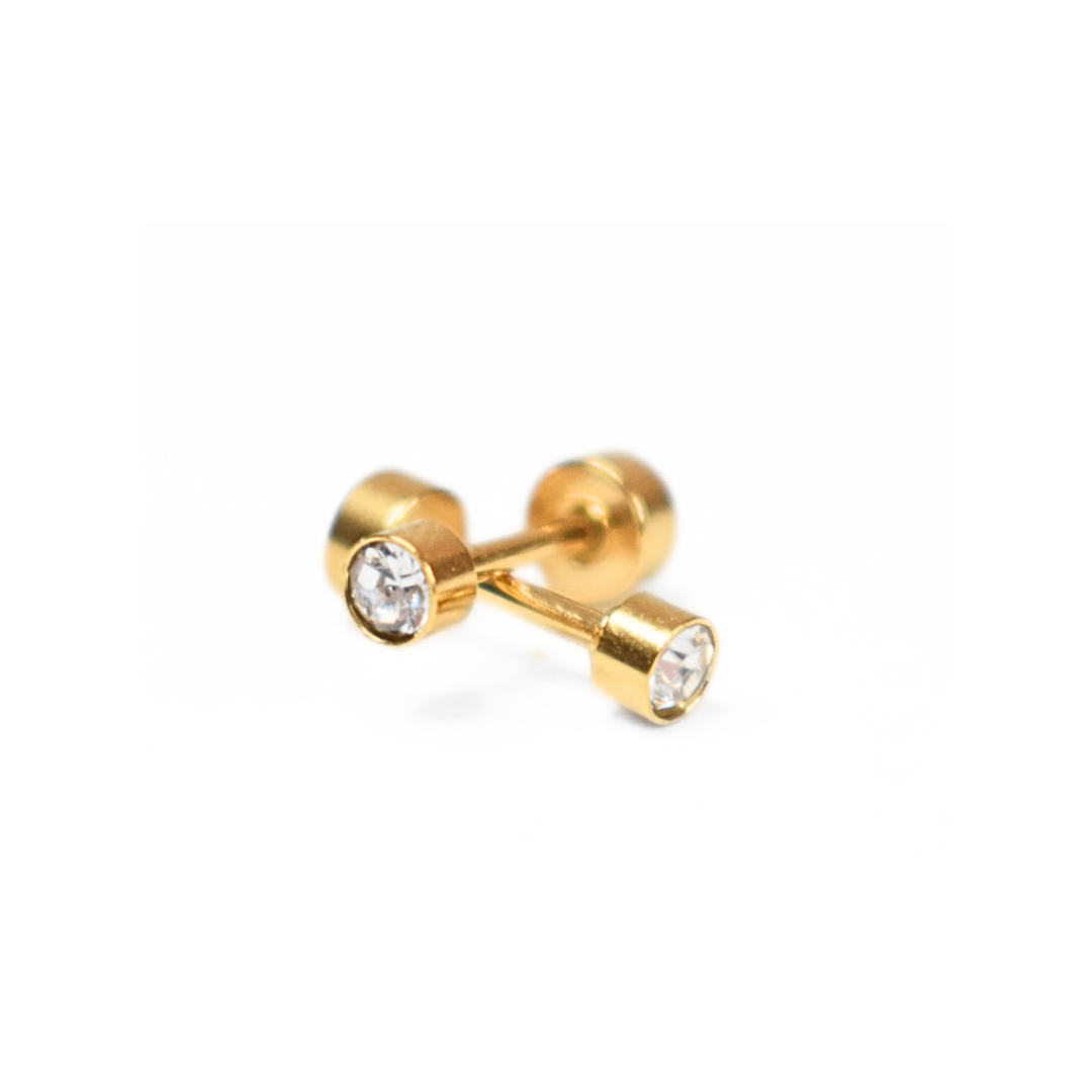 3mm Framed diamond studs - Gold