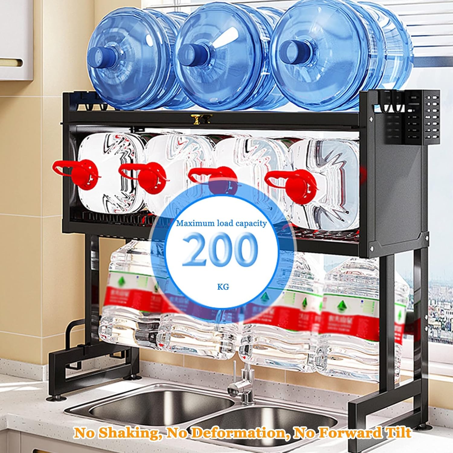 3 Tier Dish Rack Double Sink. Sink Rack with Door