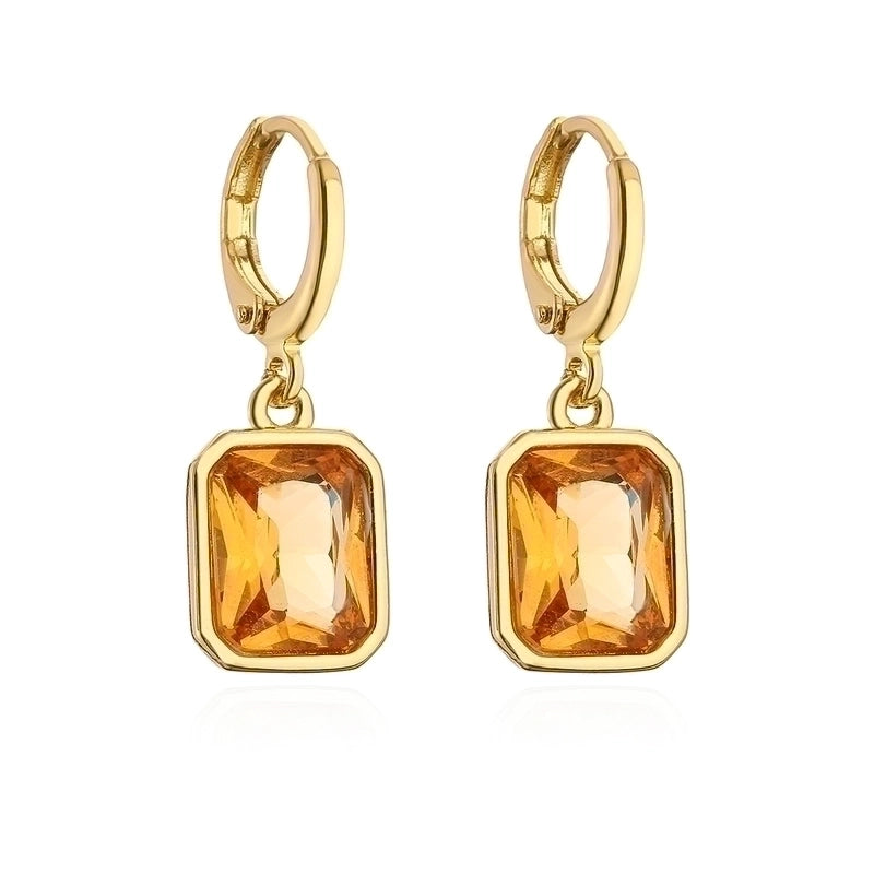 1 Pair Fashion Geometric Plating Copper Zircon 18k Gold Plated Earrings
