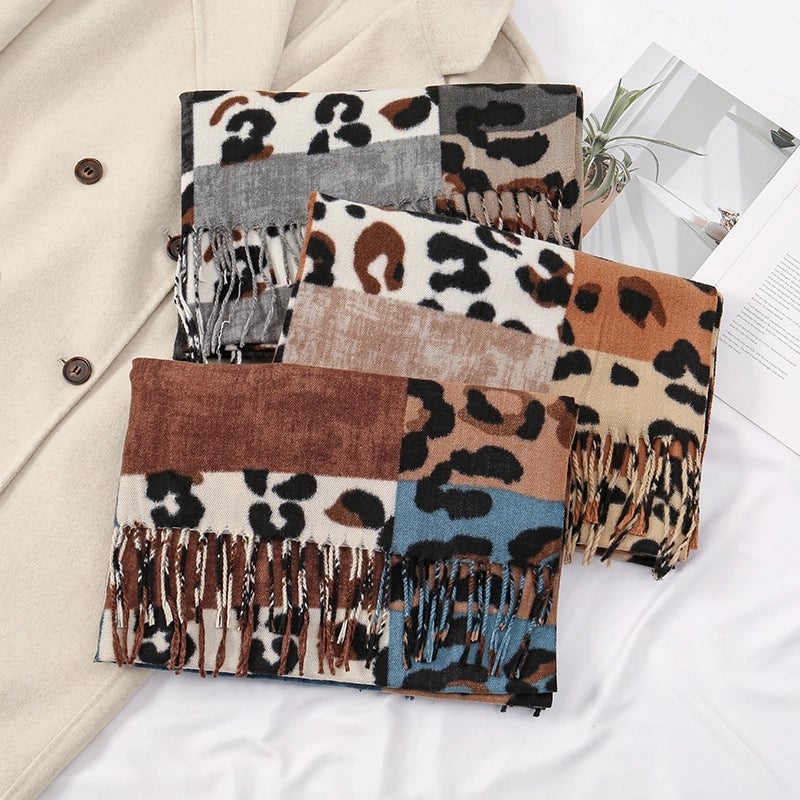 Women's Casual Leopard Imitation Cashmere Printing Scarf