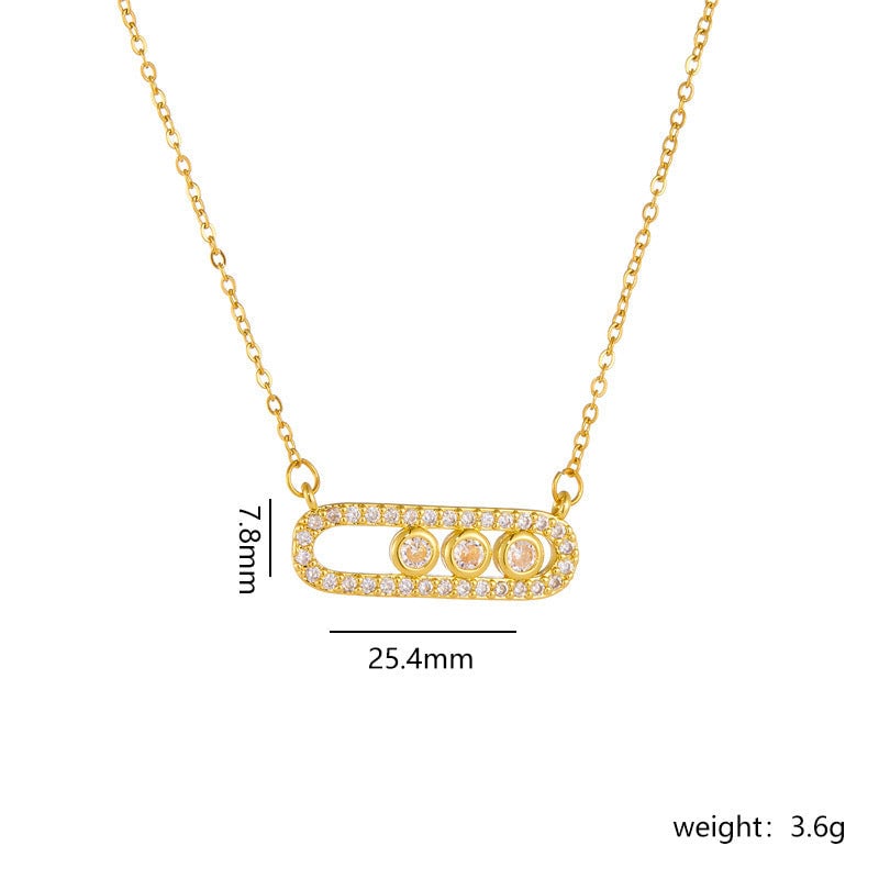 Fashion Simple Zircon Titanium Steel Geometric Necklace Female Niche Paper Clip Clavicle Chain