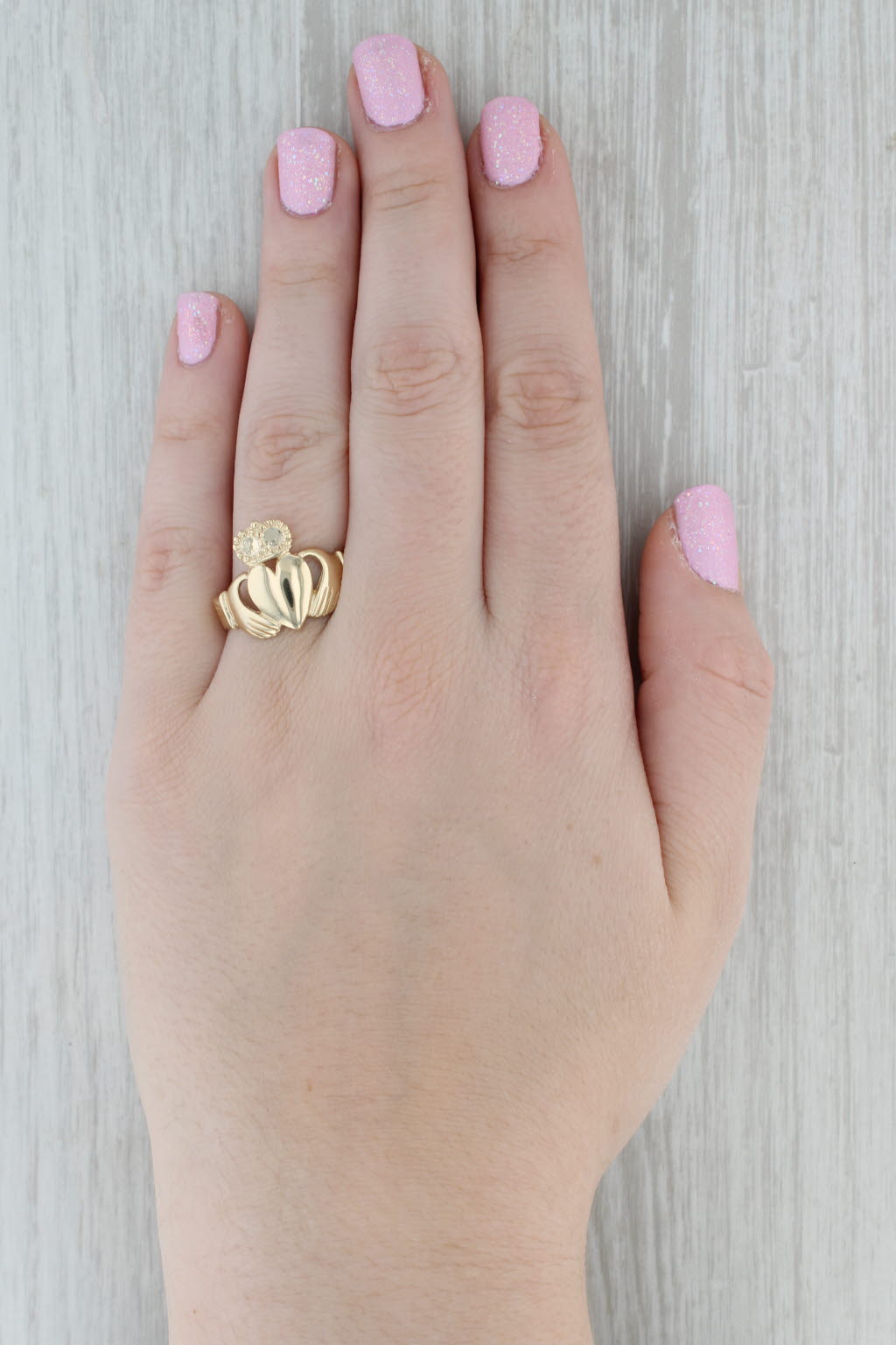 Irish Claddagh Ring 10k Yellow Gold Size 11 Wedding Band