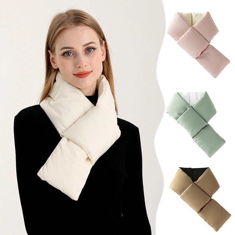 Autumn And Winter Warm Scarf Outdoor Portable Ski Windproof Cold-resistant Lightweight Neck Protection Down Silk Cotton Pocket Scarf