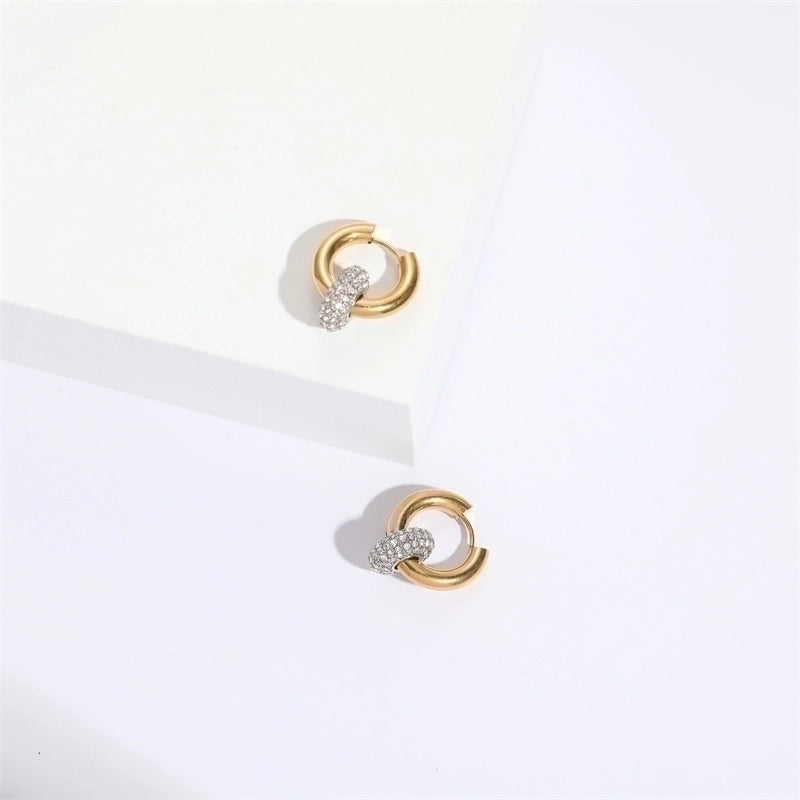 1 Pair Elegant Circle Plating Inlay Copper Zircon 14K Gold Plated Earrings