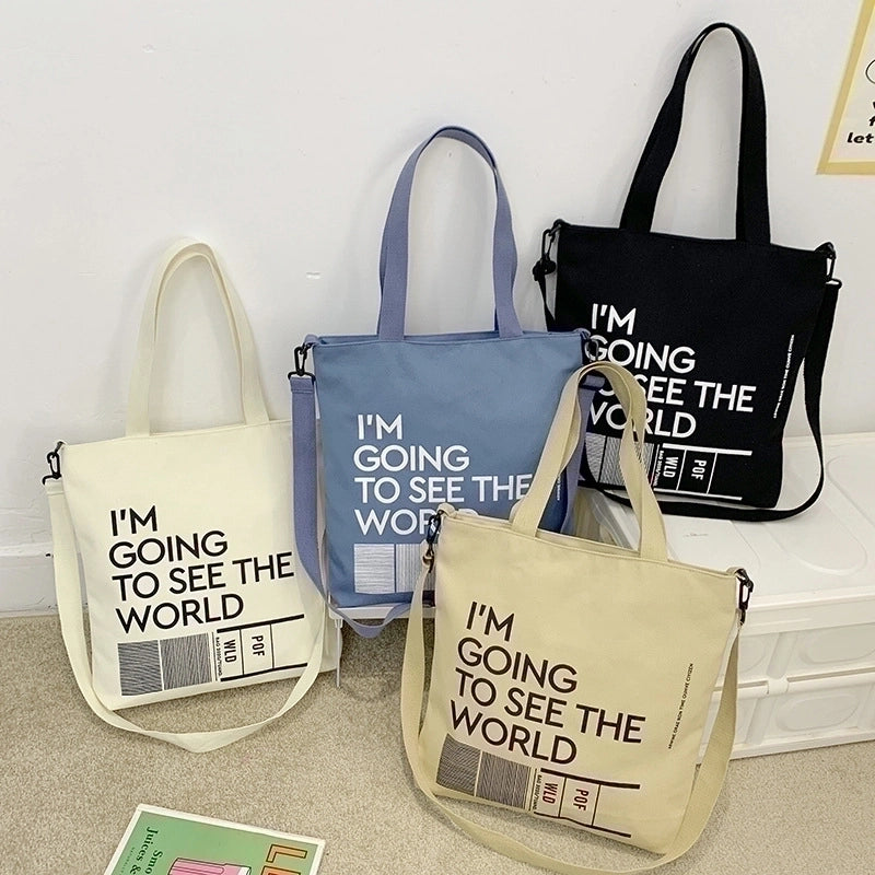 Women's Large All Seasons Canvas Preppy Style Streetwear Shoulder Bag Canvas Bag