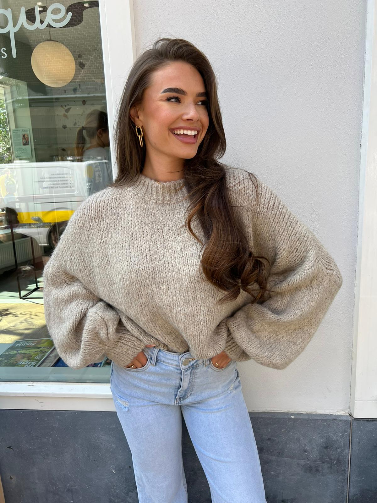 Kiki sweater long sleeve taupe