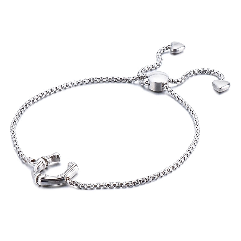 Casual Minimalist Letter Heart Shape Stainless Steel 18K Gold Plated Bracelets In Bulk
