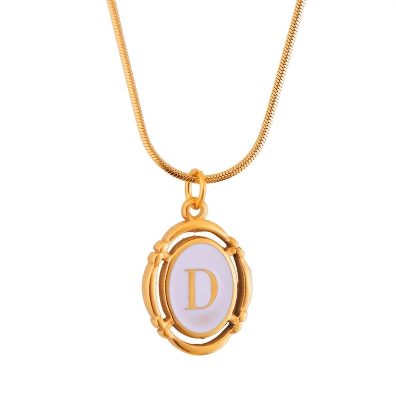 Stainless Steel Classic Style Stoving Varnish Plating Letter Pendant Necklace