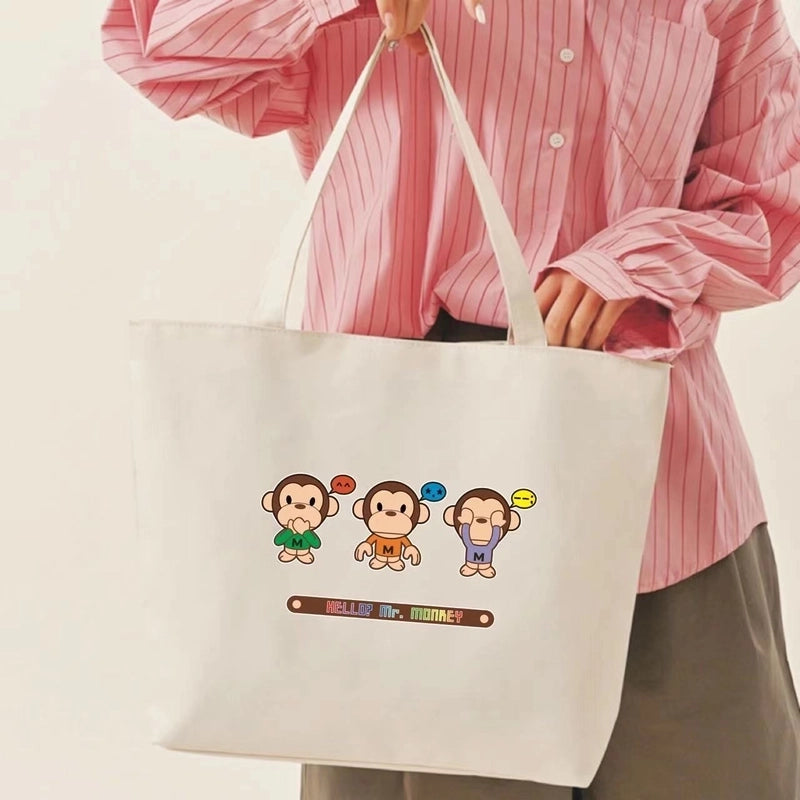 Women's Medium Canvas Letter Classic Style Square Zipper Shoulder Bag