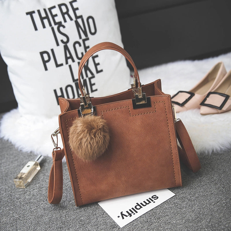 Hot Bag Women's New Frosted Women's Bag Fur Ball Women's One-shoulder Crossbody Handbag Women Bags