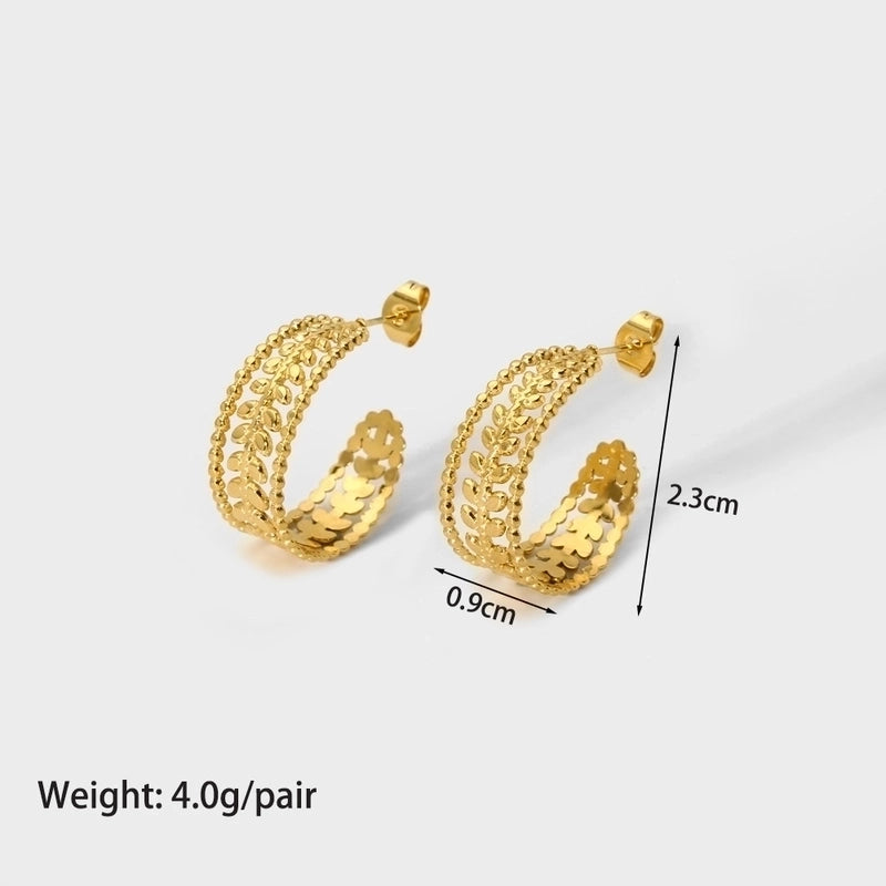 1 Pair Modern Style C Shape Plating 304 Stainless Steel 18K Gold Plated Ear Studs