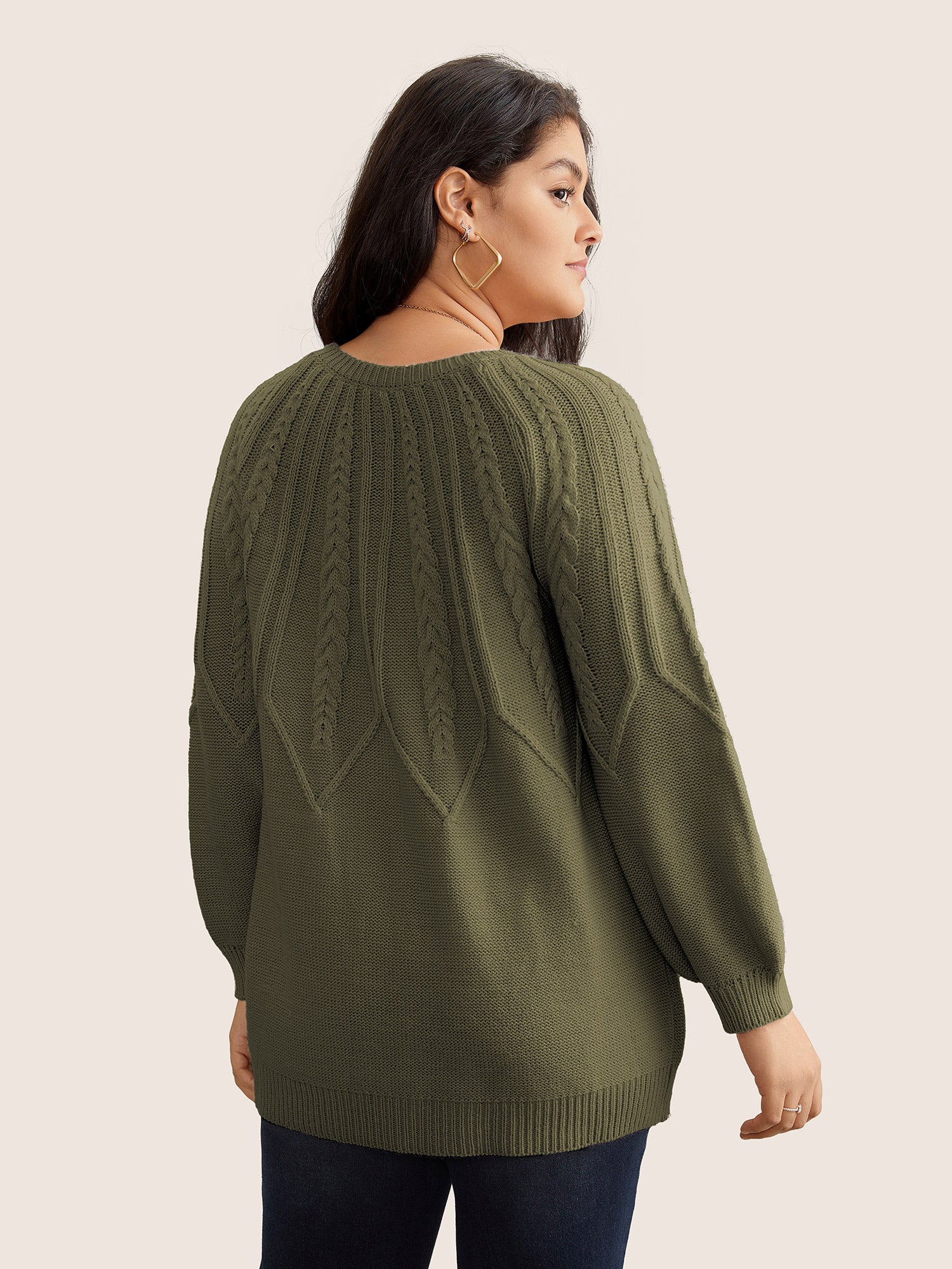 Solid Textured Lantern Sleeve Pullover