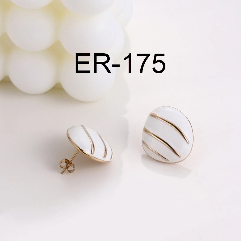 Minimalist Round Enamel Plating 304 Stainless Steel Earrings Ear Studs