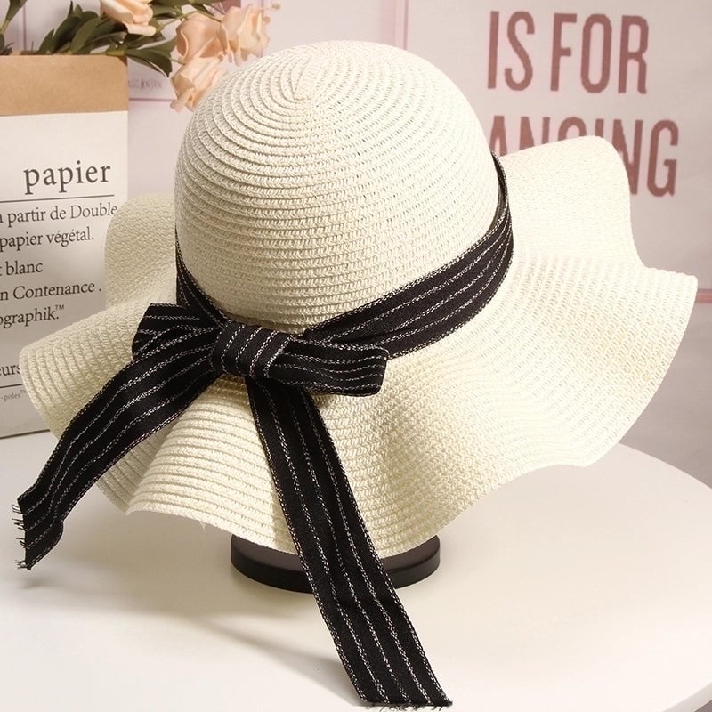 Women's Elegant Minimalist Color Block Wide Eaves Sun Hat