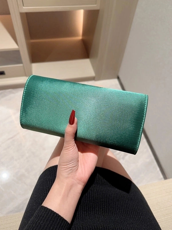 Apricot Green Black Polyester Solid Color Bow Knot Bowknot Evening Bags
