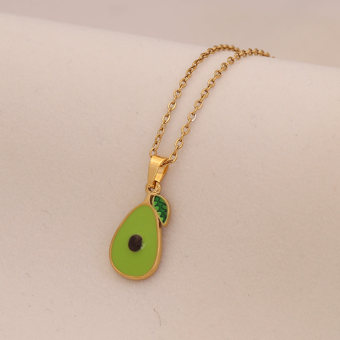 Fruit Series Cherry Strawberry Pendant Necklace Titanium Steel Banana Apple N1570