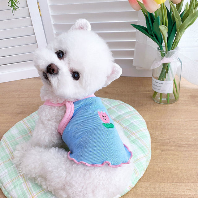 Contrast Color Flower Dog Cat Vest