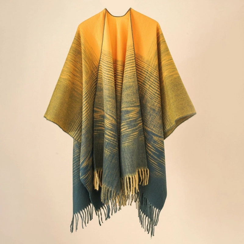 Women's Casual Lattice Polyester Tassel Shawl