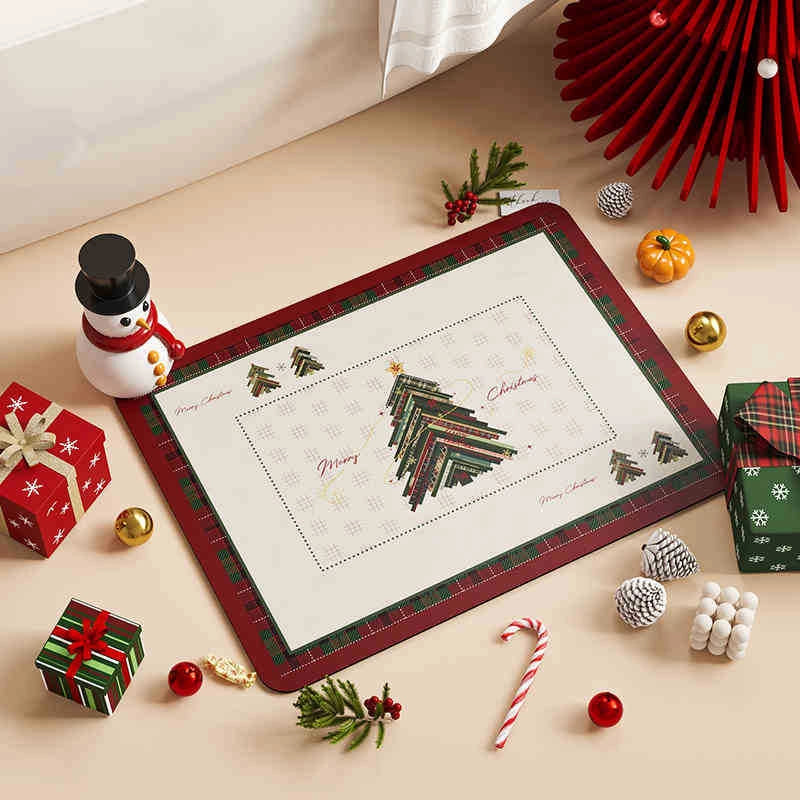 Christmas Casual Vacation Printing Polyester Carpet Bathing Carpet