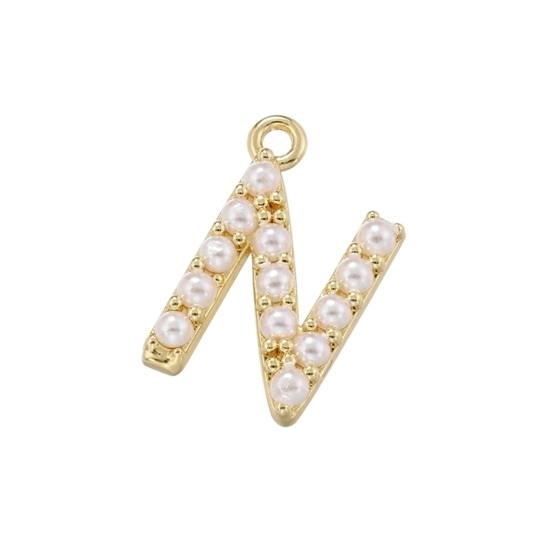 Casual Elegant Minimalist Letter Copper Plating Inlay Artificial Pearls 18k Gold Plated Charms